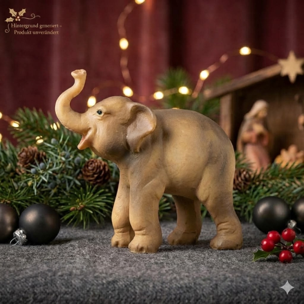 Handbemalte Krippenfigur Elefant klein, ca. 4,5 cm, T 001-25